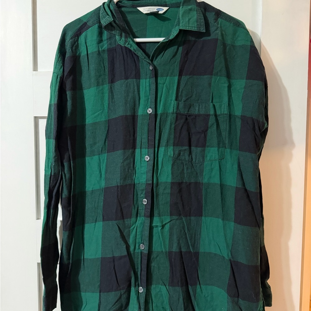 Green Buffalo Check Button-Up Shirt